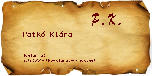 Patkó Klára névjegykártya